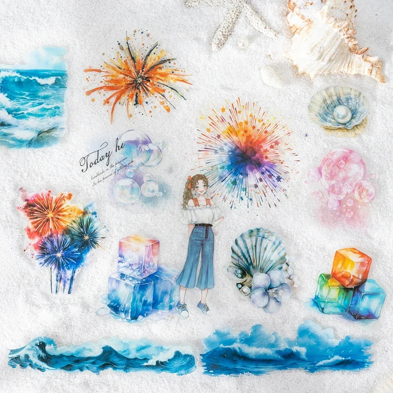 20 Sheets Summer Theme Stickers for Scrapbooking & Journaling Craft Sticker Sheets Qme