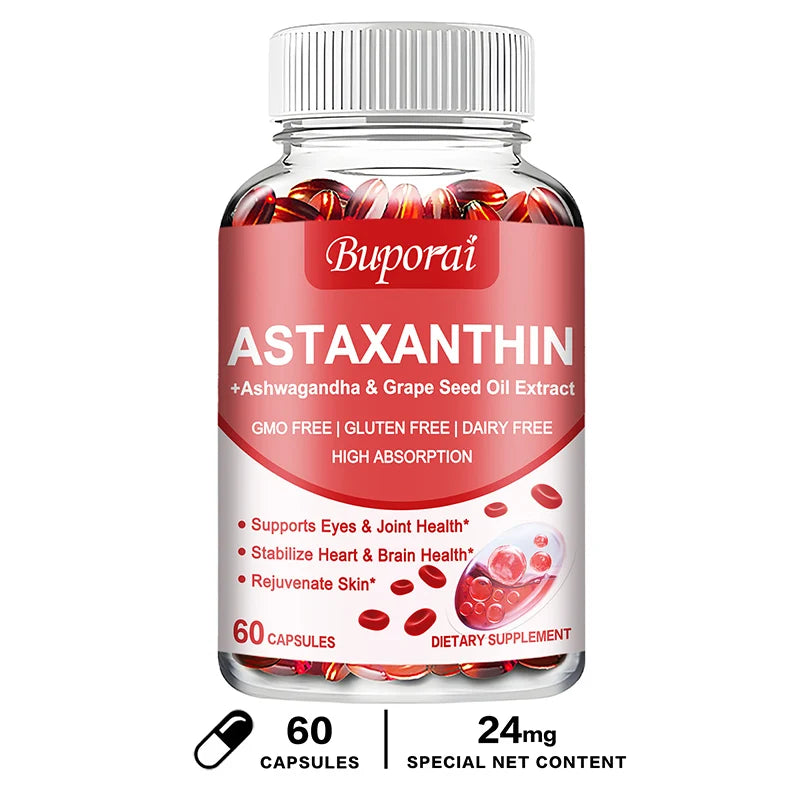 Astaxanthin Capsules – Antioxidant for Skin, Eye & Immune Support Antioxidant Supplement Qst 60 Capsules