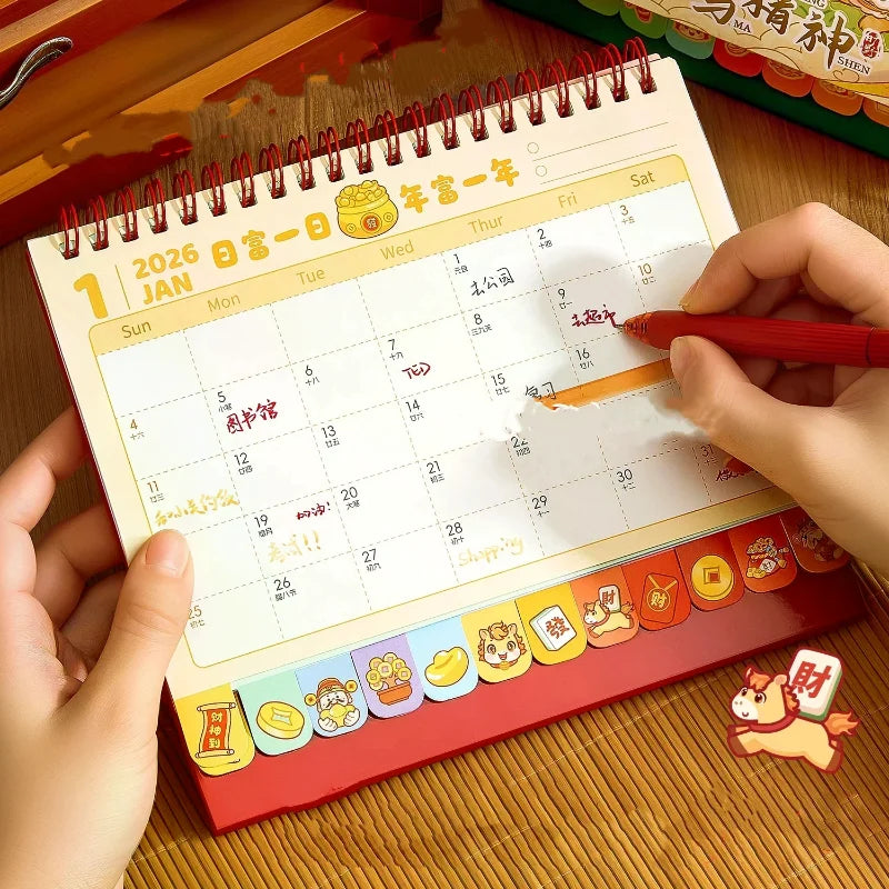 2026 3D Rotating Desk Calendar – Cartoon Horse Desktop Decor Desk Calendar Qme