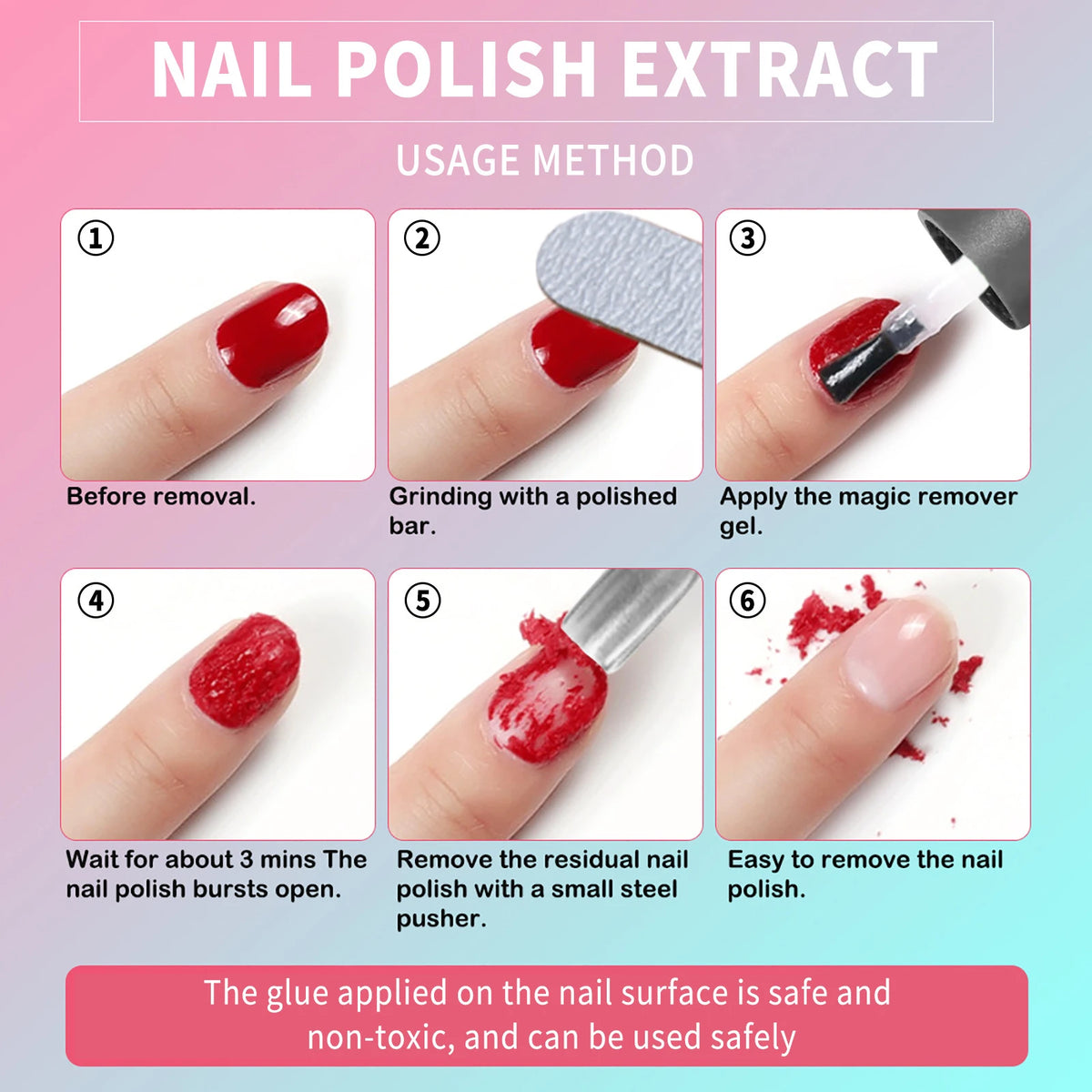 EELHOE Magic Nail Gel Remover – Fast Dissolve Polish & Glue Nail Gel Remover Qst