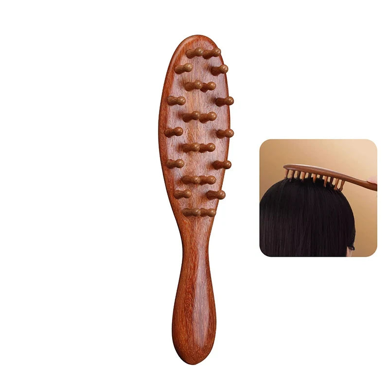 Natural Sandalwood Scalp & Body Massage Comb – 22-Tooth Wooden Massage Comb Qme A