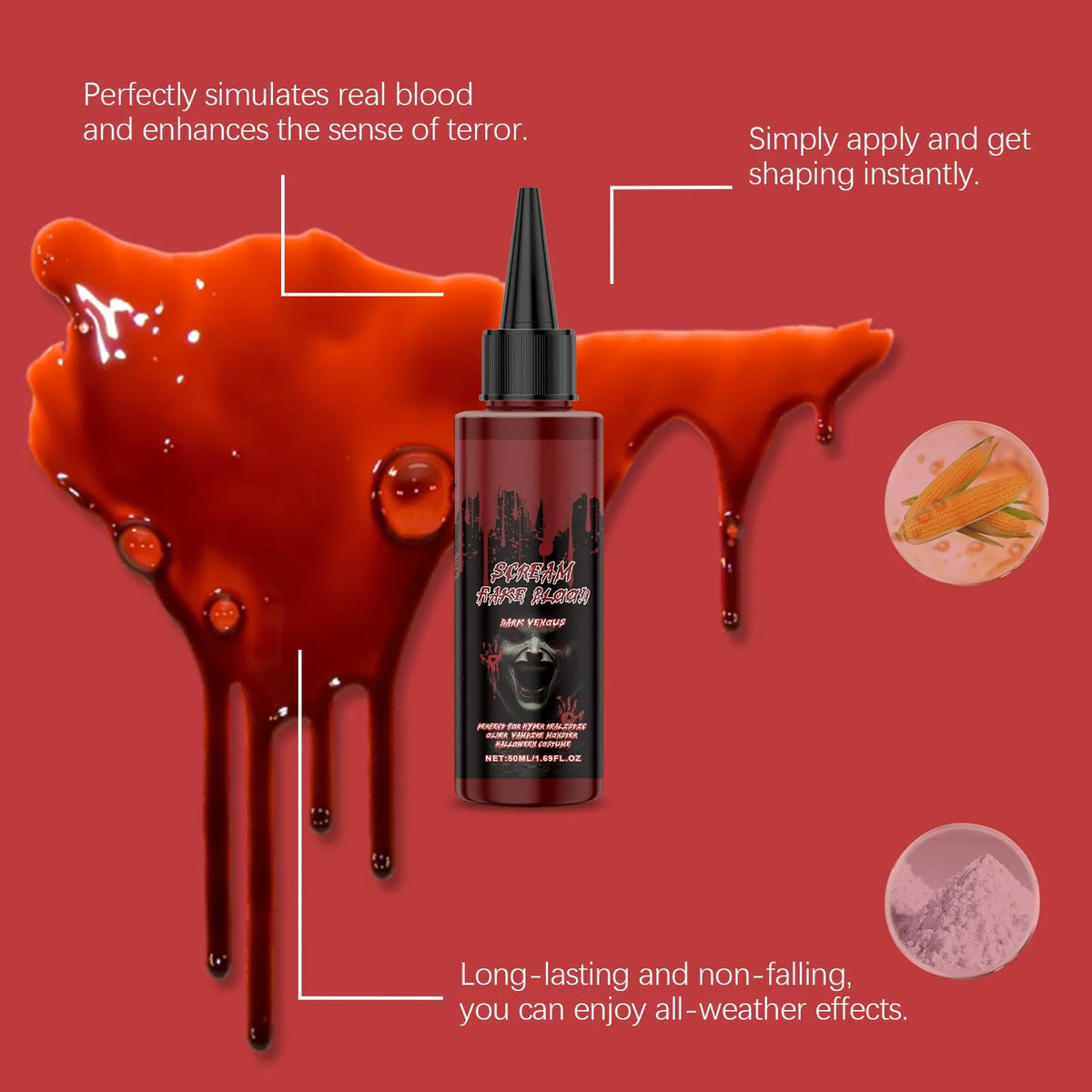 Halloween Fake Blood Spray – Washable Vampire Costume Makeup Costume Makeup Spray Qme