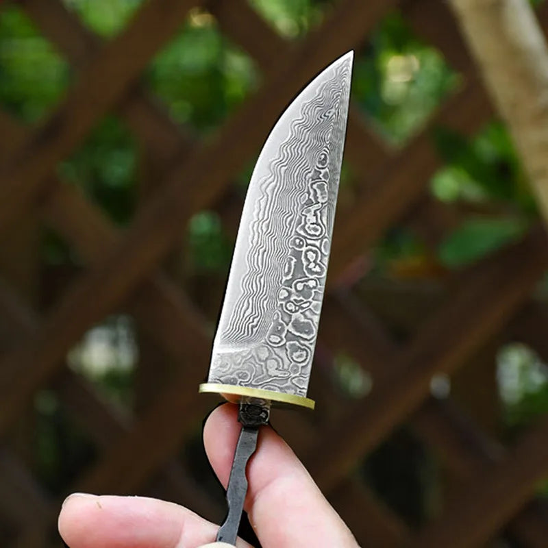 Damascus Steel Fixed Blade Knife Blank DIY Billet + Copper Sheet Knife Making Blank Qst