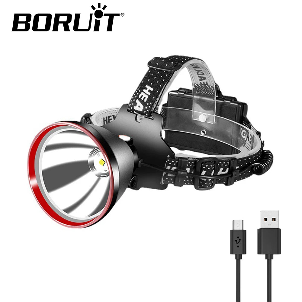 BORUiT 5000LM LED Headlamp USB Rechargeable 18650 Camping LED Headlamp Qst