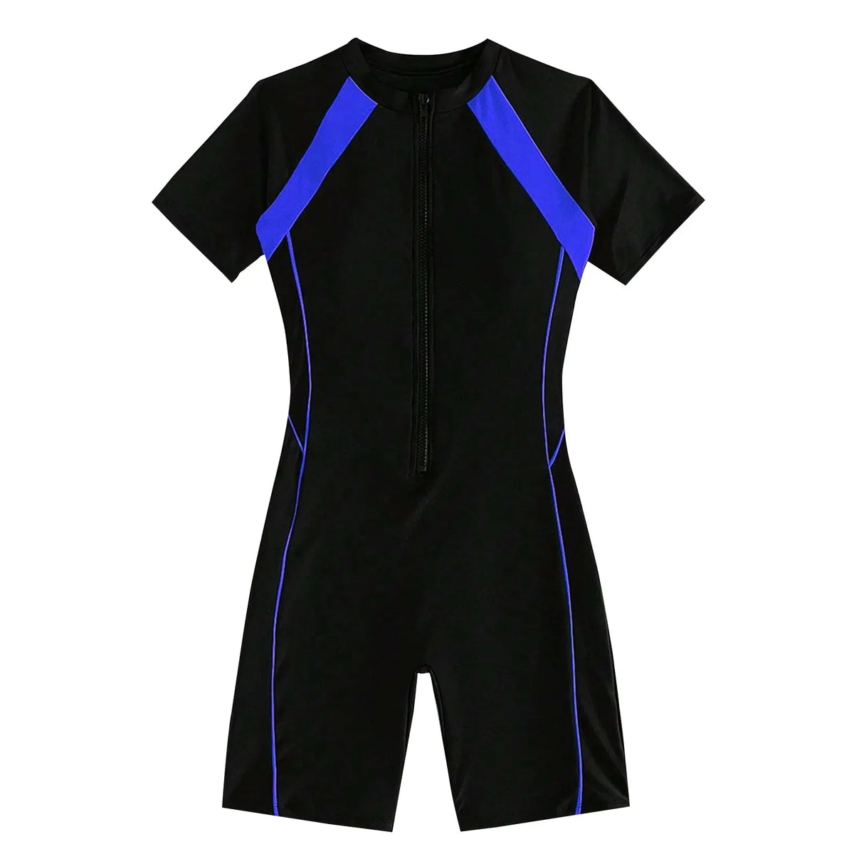 Women's One-Piece Patchwork Swimsuit | Short Sleeve Quick-Dry One-Piece Swimsuit Qme