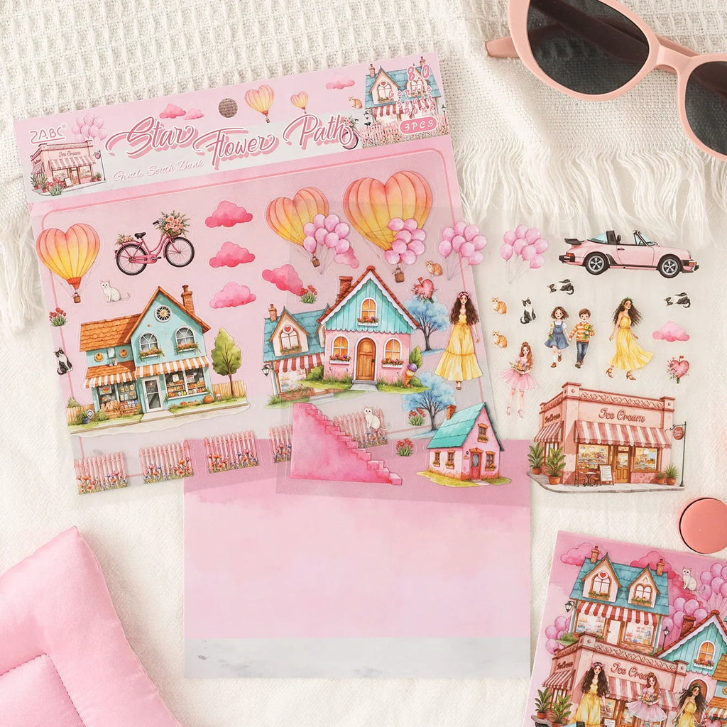 Seaside Castle Miniature Stickers – DIY Scrapbook & Journal Decor Decorative Stickers Qme