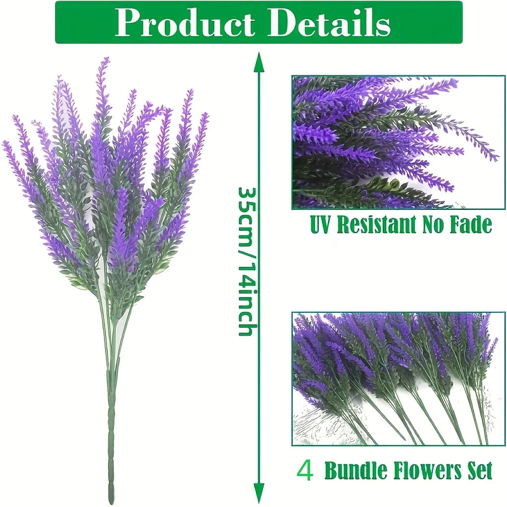 Artificial Lavender Flowers Faux Plants Outdoor Patio Decor Artificial Flowers Qme