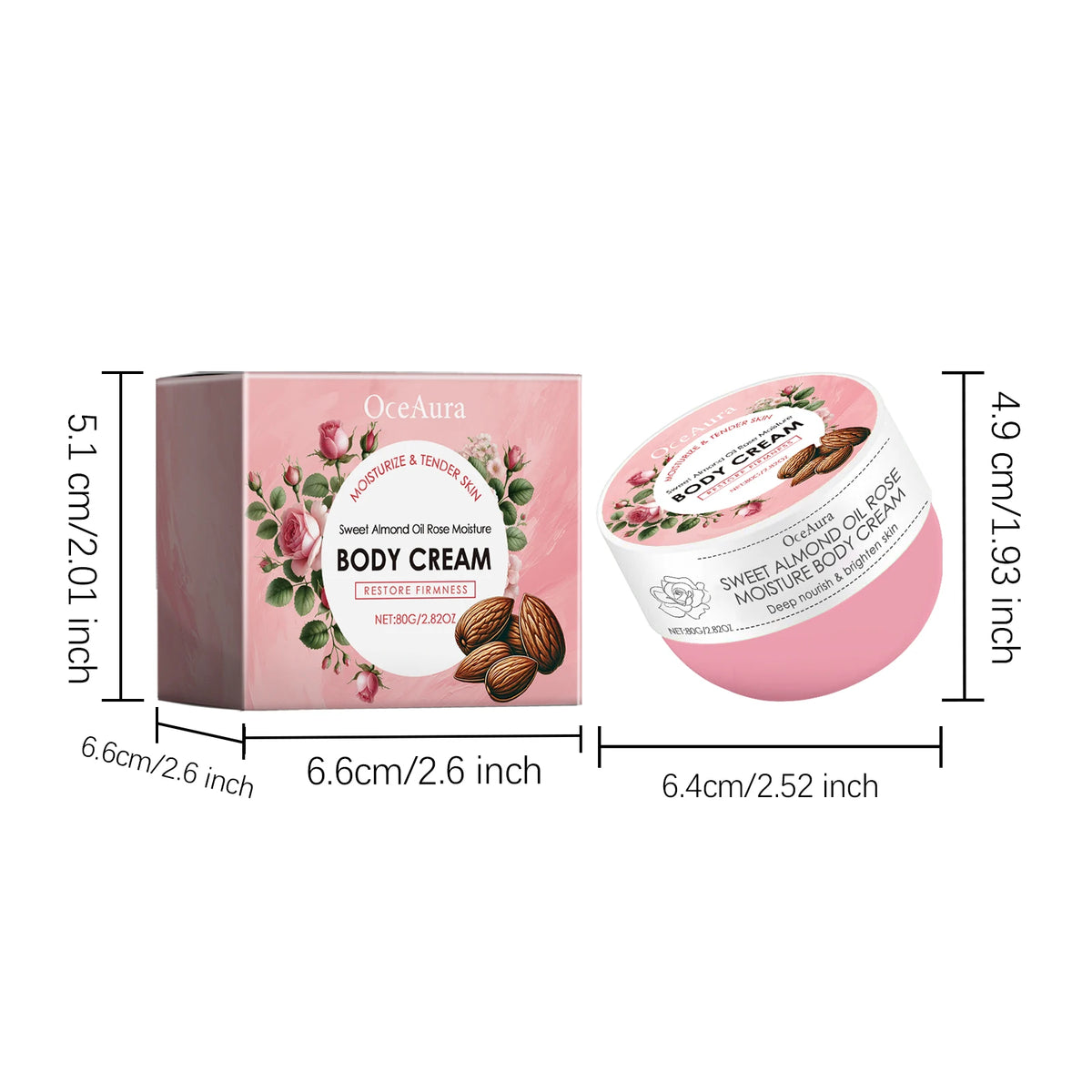 OCEAURA Vitamin C Body Cream – Long-Lasting Moisturizer Body Moisturizer Cream Qst Almond