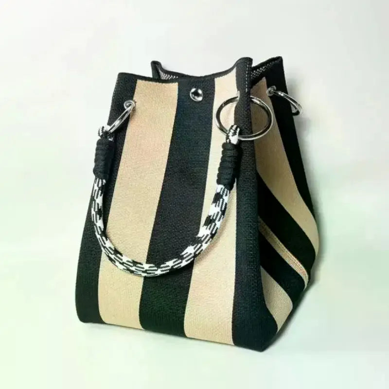 Multi-Color Knitted Retro Bucket Handbag | Color-Block Bag Knitted Bucket Handbag Qme