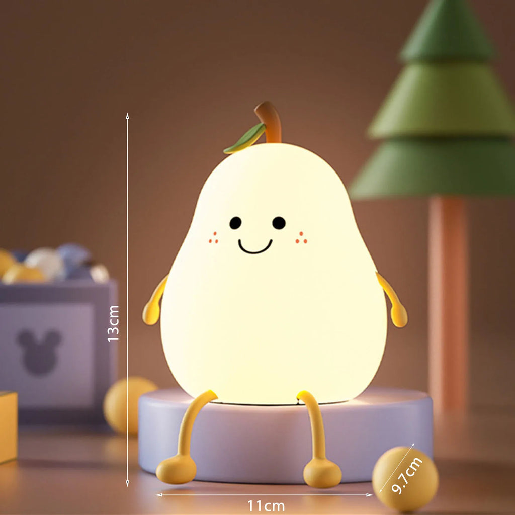 Pear Night Light 7-Color Dimmable Touch Control USB Rechargeable LED Night Light Qme