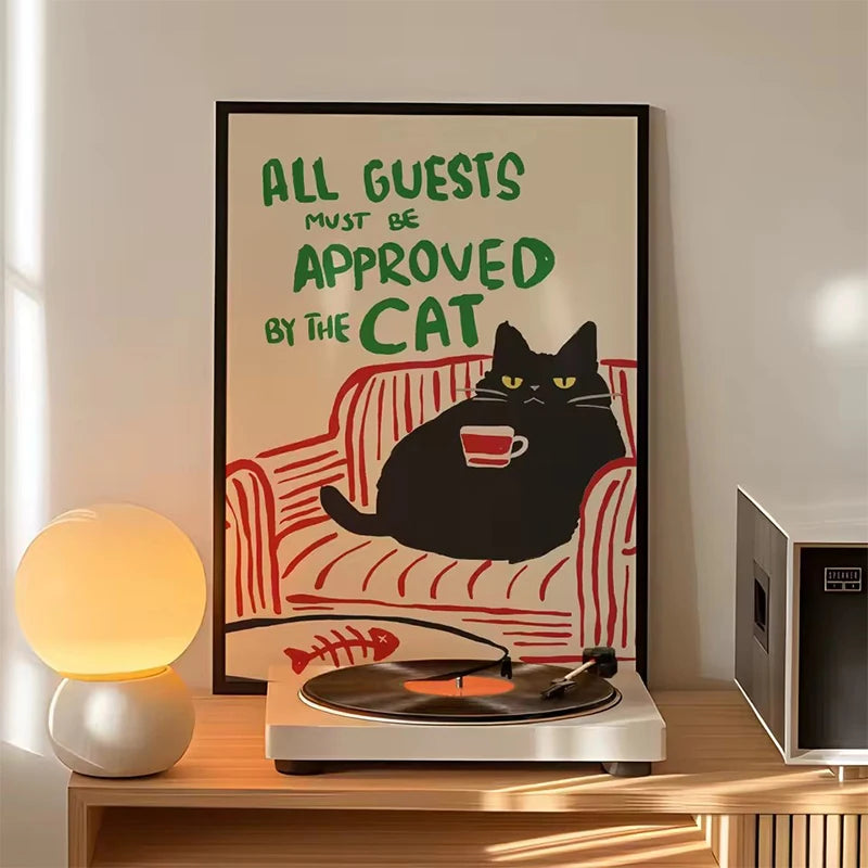 Funny Cat Approval Canvas Poster | Pet Lover Wall Art Canvas Wall Poster Qst