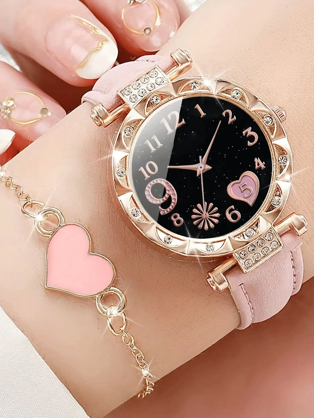 2-Piece Women's Fashion Watch Set – Versatile & Stylish Women's Watch Set Qme Pink No
