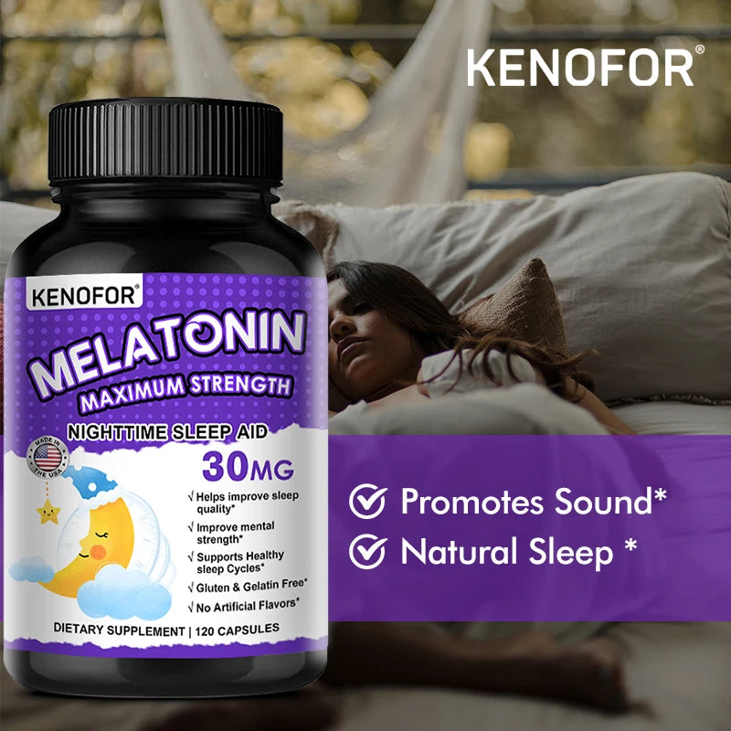 VITALXTRA Melatonin 30mg Capsules – Natural Sleep Support Sleep Support Supplement Qst