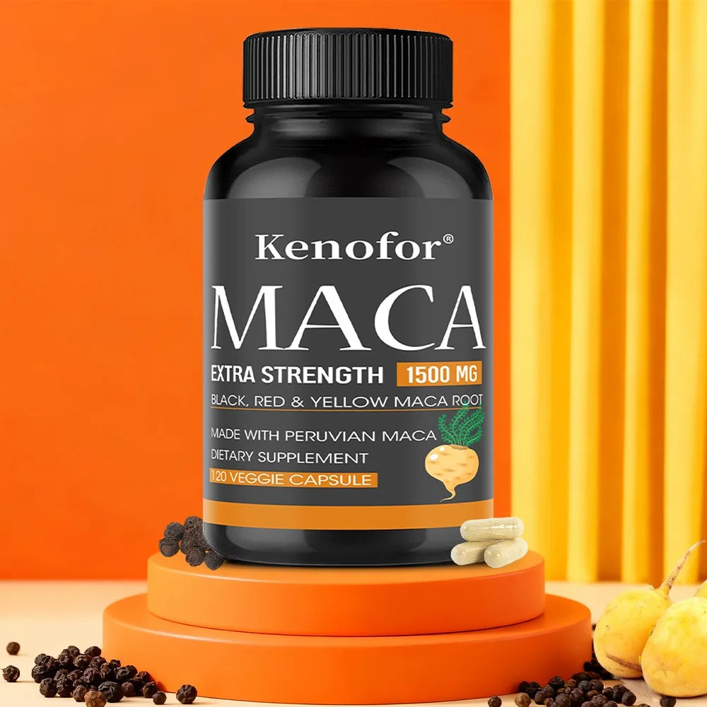 Premium Maca Root Capsules – Triple Maca & Black Pepper Blend Herbal Supplement Qst
