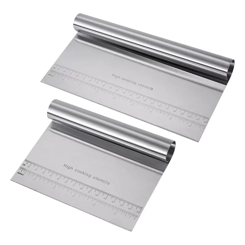 Stainless Steel Dough Scraper & Pizza Cutter with Scale Dough Scraper Tool Qst S L 2pcs