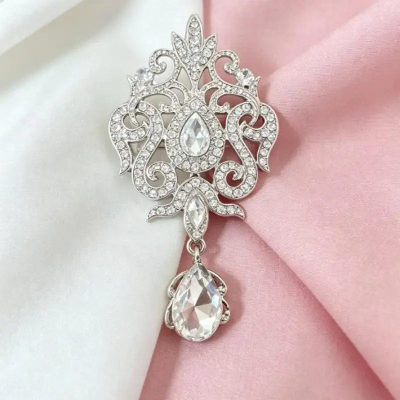 Vintage Crystal Brooch Pin – Gold & Silver Wedding Party Crystal Brooch Pin Qme A2