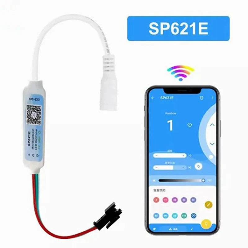 SP621E Mini Bluetooth RGB Controller – WS2811 WS2812 WS2813 LED Strip Controller Qme