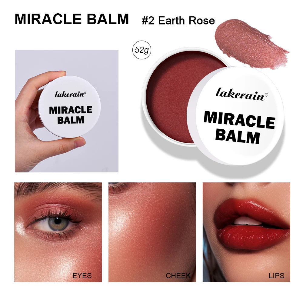 Lakerain Miracle Balm – Vitamin E Facial Highlighter & Blush Multi-Use Face Balm Qst Pink Camellia