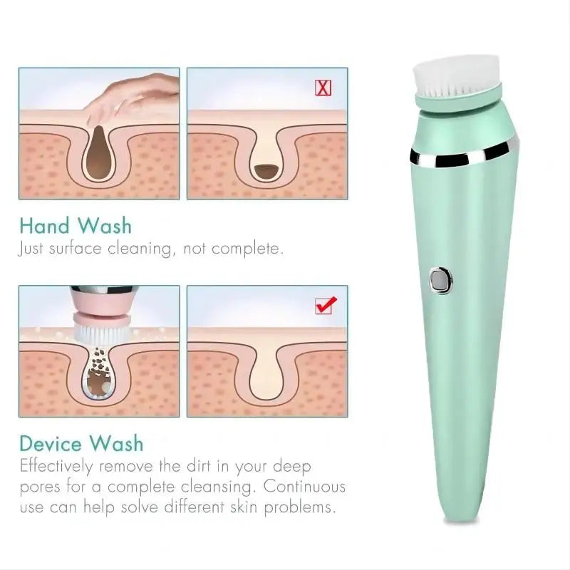 VIMYSHOW 4-in-1 Sonic Facial Cleansing Brush | IPX7 Waterproof Facial Cleansing Brush Qst