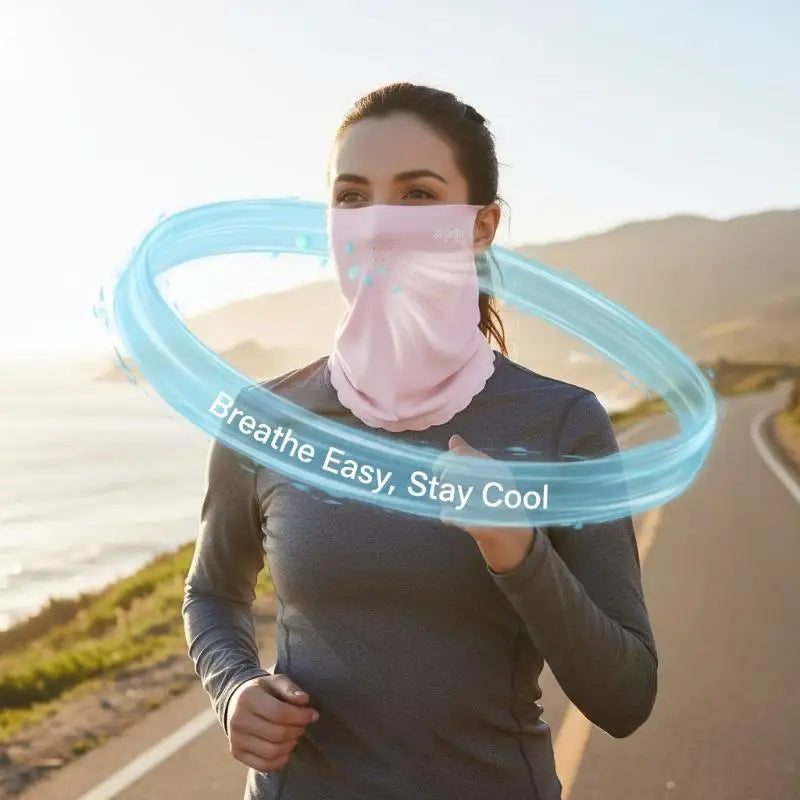 Ice Silk Cycling UV Sun Mask – Face & Neck Cover Men Women Cycling Sun Mask Qme
