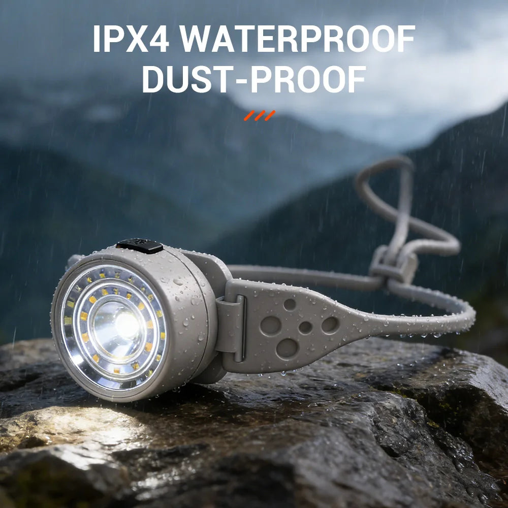BORUiT LED Headlamp 300LM USB-C Rechargeable Waterproof 5 Modes Rechargeable Headlamp Qst