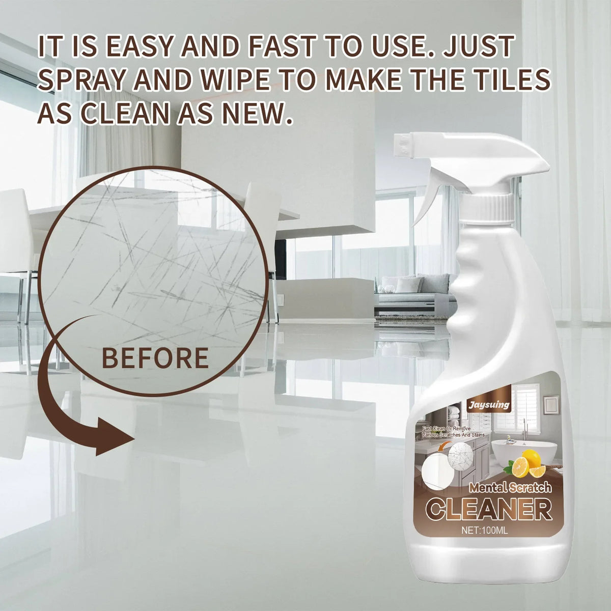 Tile Cleaning Spray – Brightening Ceramic & Toilet Descaler Tile & Ceramic Cleaner Qme