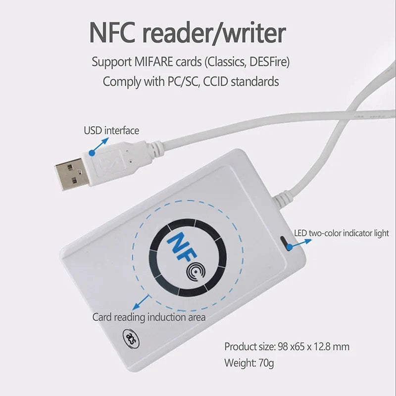NFC Smart Card Reader Writer Copier Duplicator ACR122U USB NFC Card Reader Writer Qme