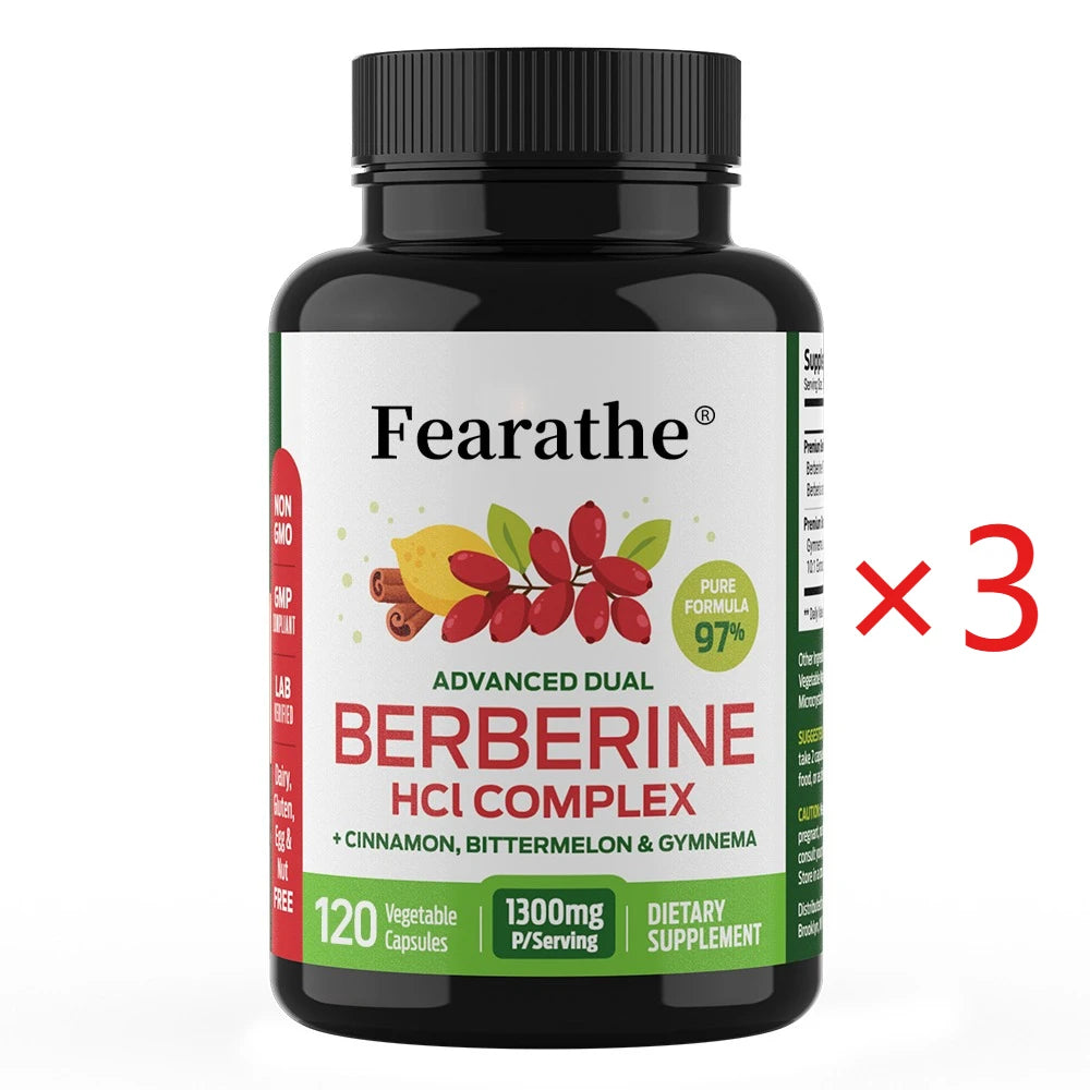 Berberine HCl Ceylon Cinnamon 120 Capsules – Non-GMO Vegan Herbal Supplement Qst 120 count-3 bottle
