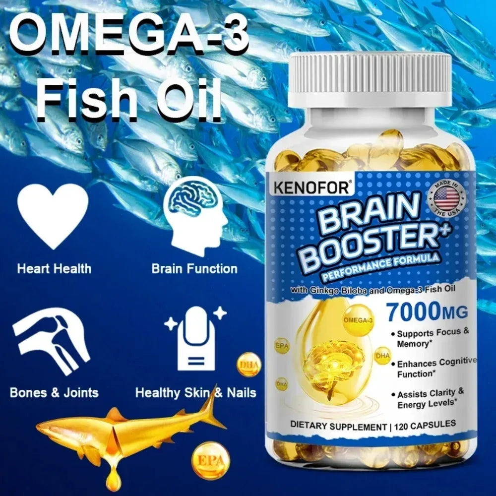 Ginkgo Biloba & Fish Oil Supplement – 120 Capsules Dietary Supplement Qst