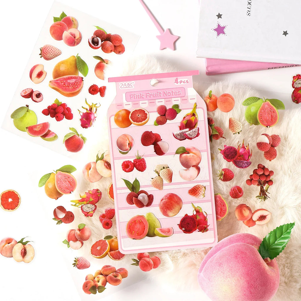 Fruit Die Cut Adhesive Stickers – Orange & Strawberry, 4 Pcs Die Cut Stickers Qme