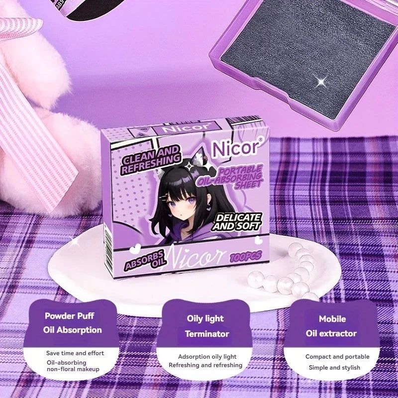 100-Sheet Oil Absorbing Blotting Papers – Portable Compact Facial Blotting Papers Qme