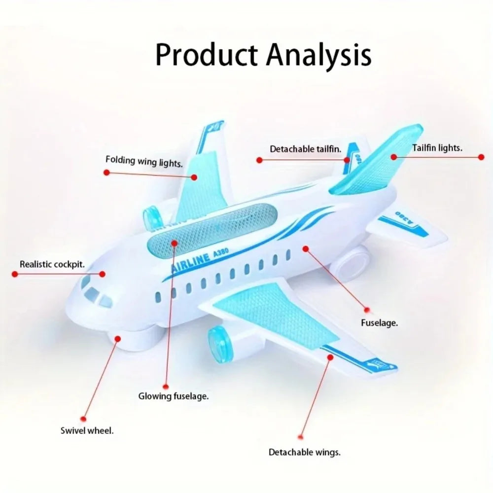 Electric Toy Airplane Flashing LED Lights & Sounds – Bump Go Electric Toy Airplane Qme