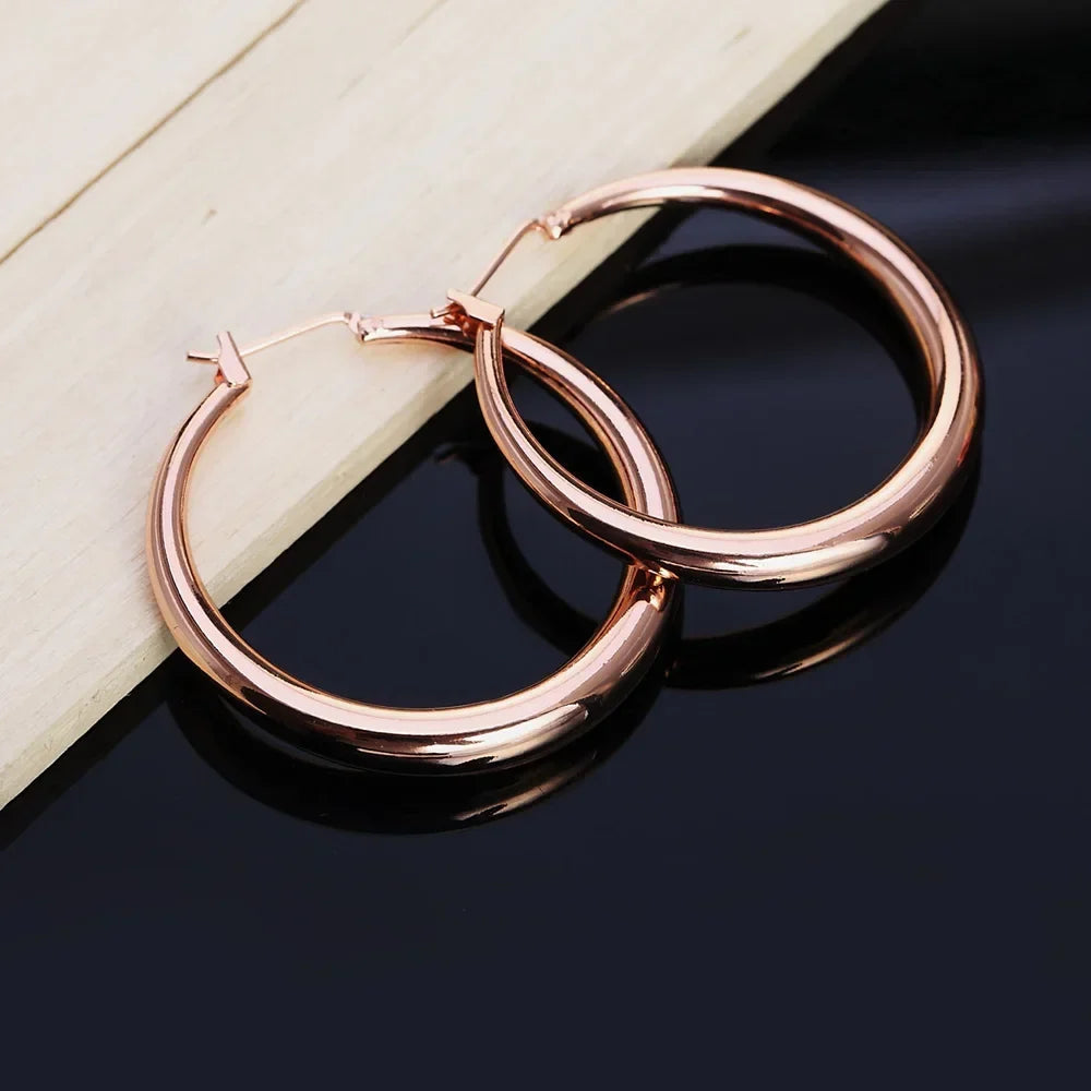 925 Sterling Silver Y2K Round Earrings | 18K Gold Plated Sterling Silver Earrings Qme Champagne