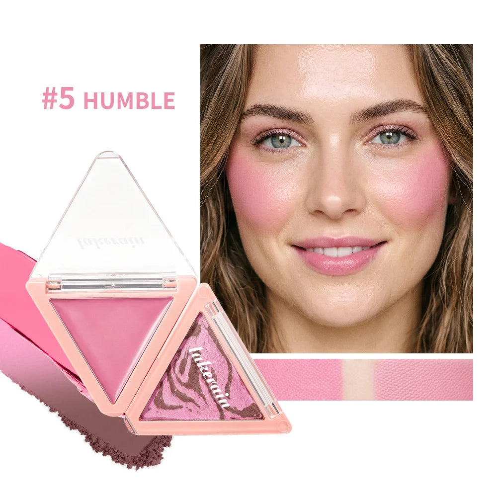 DANCHEL Two-Tone Blush Palette – Dual Cream & Powder Blush Blush Palette Qst 05