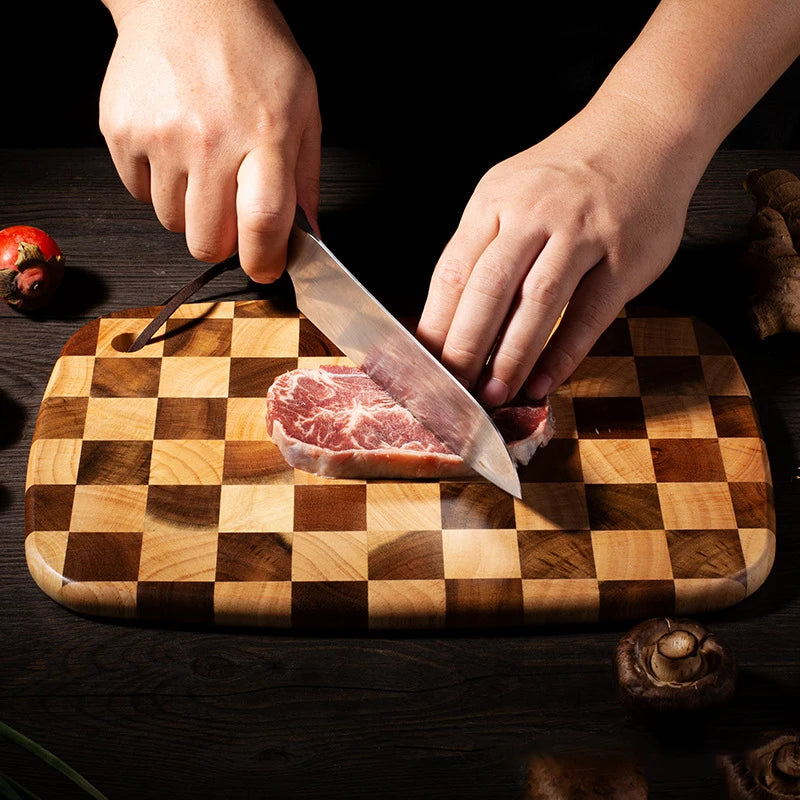 XITUO Acacia Wood Oval Cutting Board – Non-Slip Chopping Block Wood Cutting Board Qst