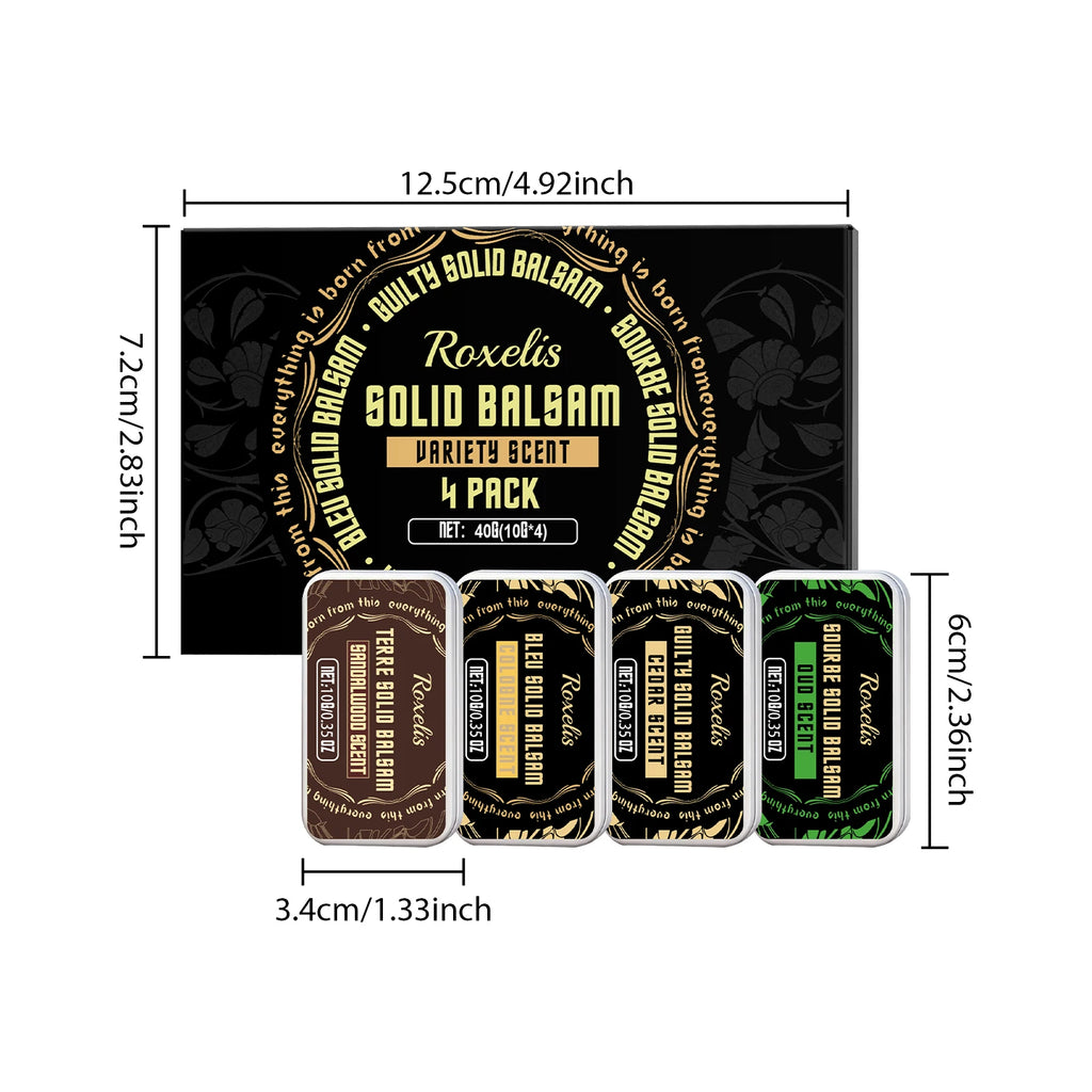 Men's Solid Perfume Balm Set – 4 PCS Woody Scent, Alcohol-Free Solid Perfume Balm Qst