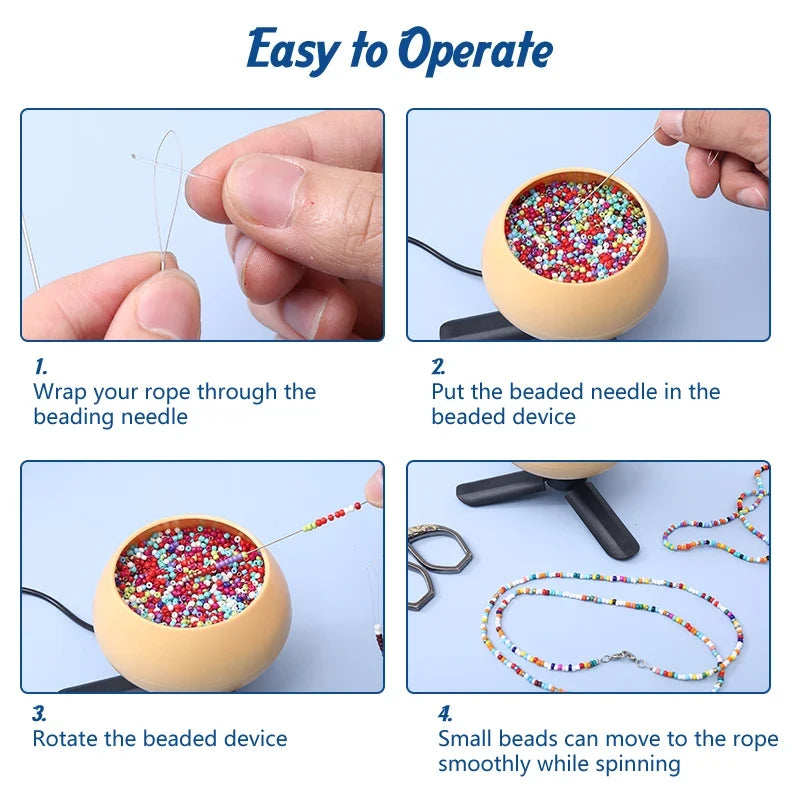 Large Eye Curved Beading Needles for Bead Spinner | Set of 5 Beading Needles Qme
