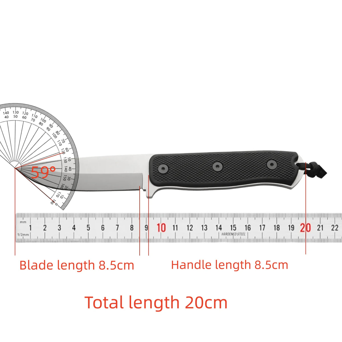 HUANGFU Fixed Blade Camping Knife – Stainless Steel & Sheath Fixed Blade Knife Qst