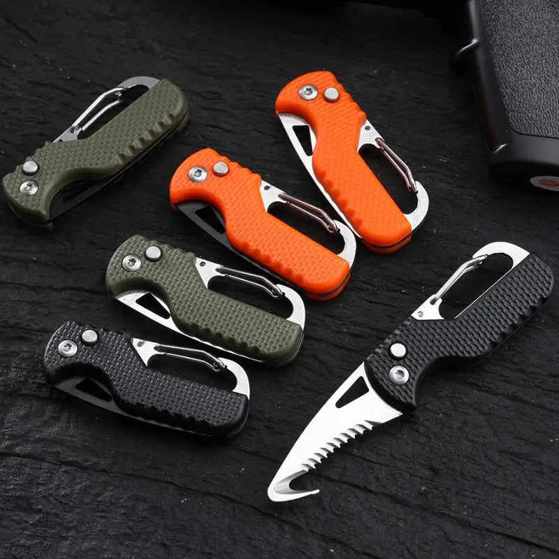 Portable Folding Knife Multitool – Serrated Hook & Keychain Folding Multitool Knife Qme