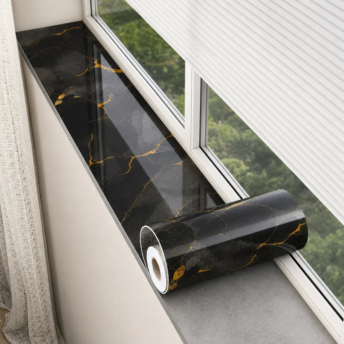 Marble Peel & Stick Window Sill & Door Frame Stickers – PVC Decorative Wall Stickers Qme heihuangshandian 20cmX1m