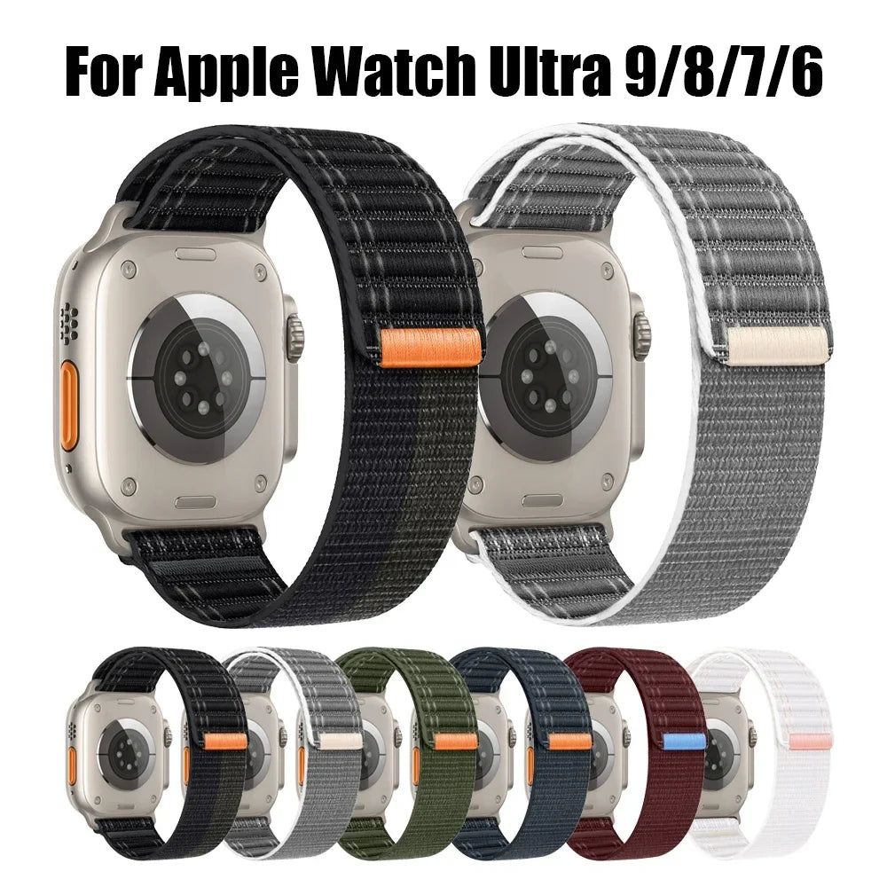 Nylon Loop Band for Apple Watch Ultra 2 Series 9 8 7 6 SE Apple Watch Band Qme