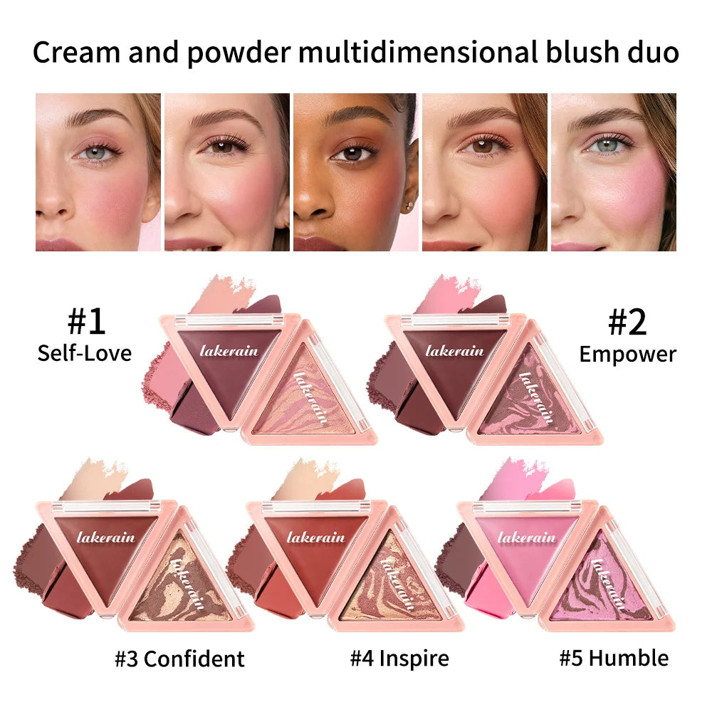 DANCHEL Two-Tone Blush Palette – Dual Cream & Powder Blush Blush Palette Qst