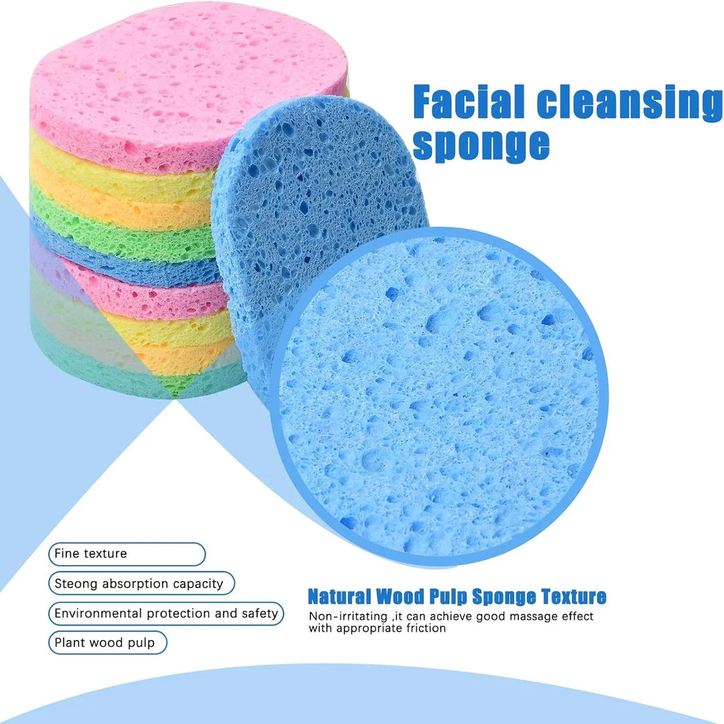 Wood Pulp Round Facial Cleansing Sponges – Soft & Gentle Facial Cleansing Sponge Qme