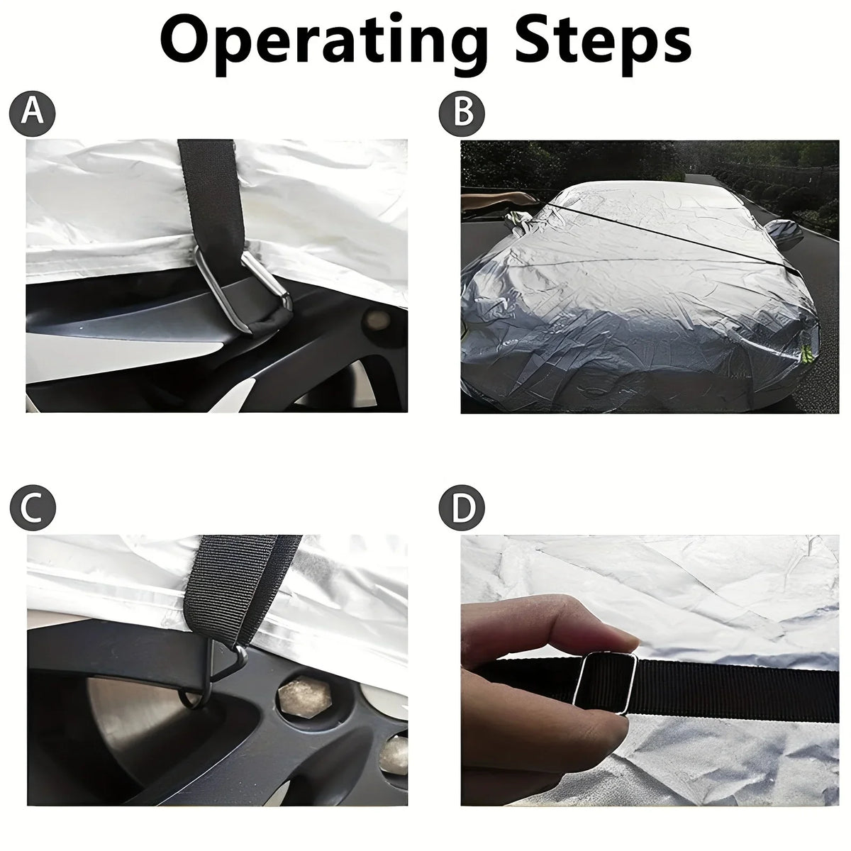Windproof Car Cover Straps – Adjustable Fixation Belts (2 Pack) Car Cover Straps Qme