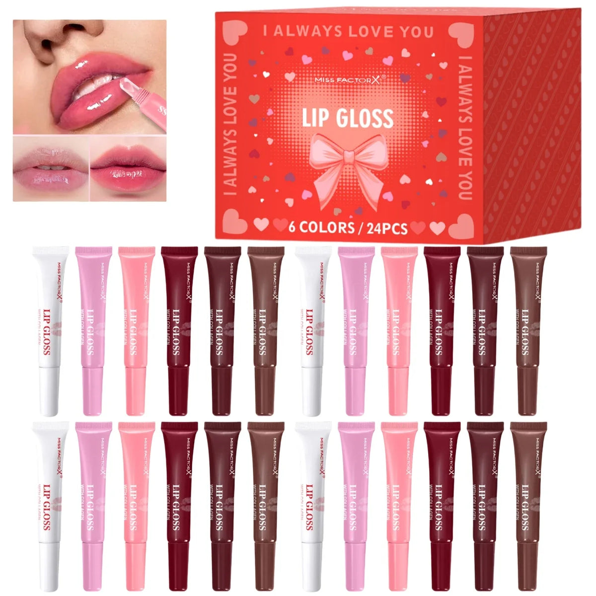 Qme 24-Pc Premium Box Lip Gloss Set – Long-Lasting & Moisturizing Lip Gloss Set Qme Lip gloss set 24 pcs