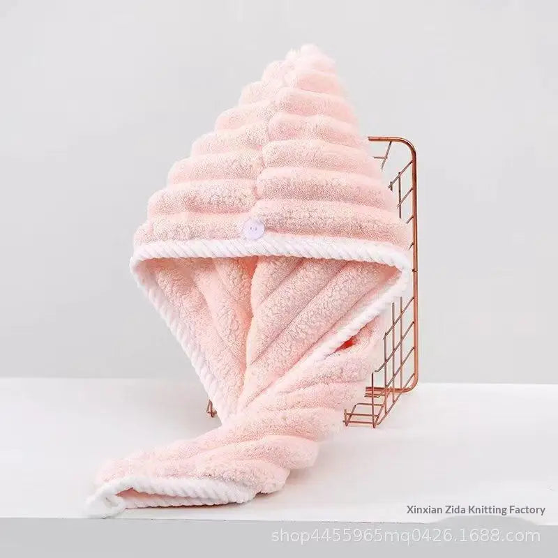 Women's Quick Dry Hair Towel Cap – Super Absorbent Wrap Hair Towel Cap Qst Pink