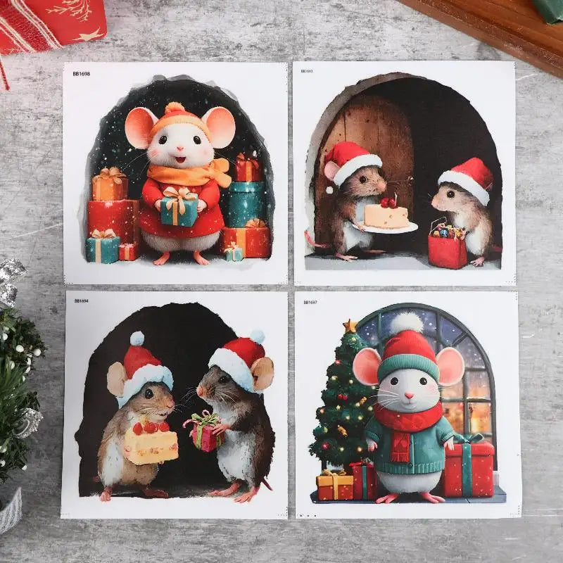 Christmas Mouse Hole Wall Stickers – Festive Xmas Home Decor Christmas Wall Sticker Qme 4pcs