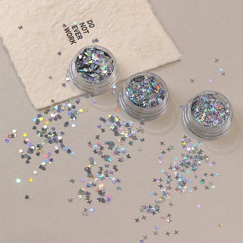 Holographic Star Nail Glitter Sequins Laser Sparkle Flakes Nail Art Sequins Qst