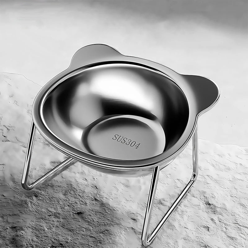 15° Elevated Tilted Cat Bowl – 304 Stainless Steel Pet Dish Elevated Pet Bowl Qst