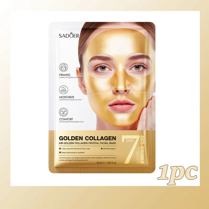 Gold Collagen Crystal Face Mask – Firming & Hydrating Collagen Face Mask Qme 1pc